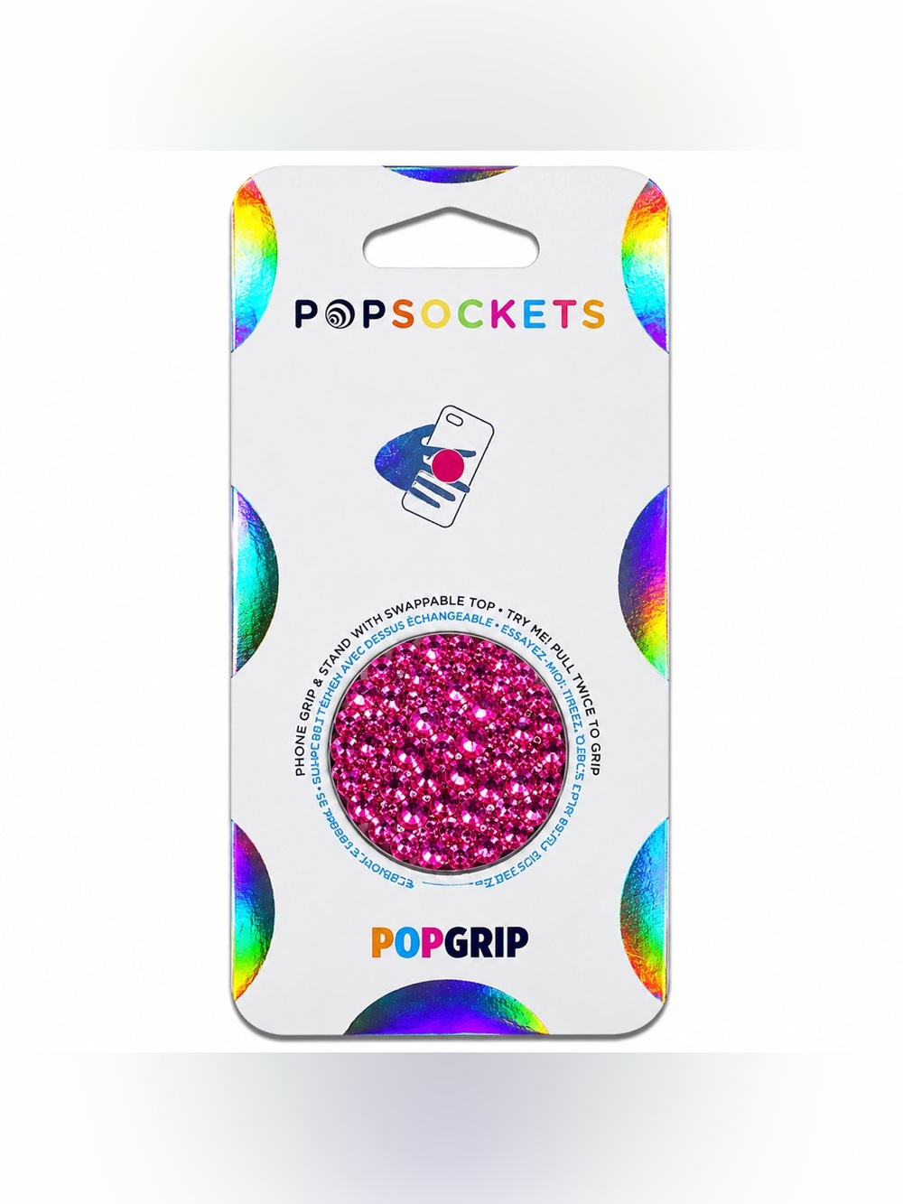Luxe Crystals Fuchsia Pink PopSocket Phone Holder Grip New